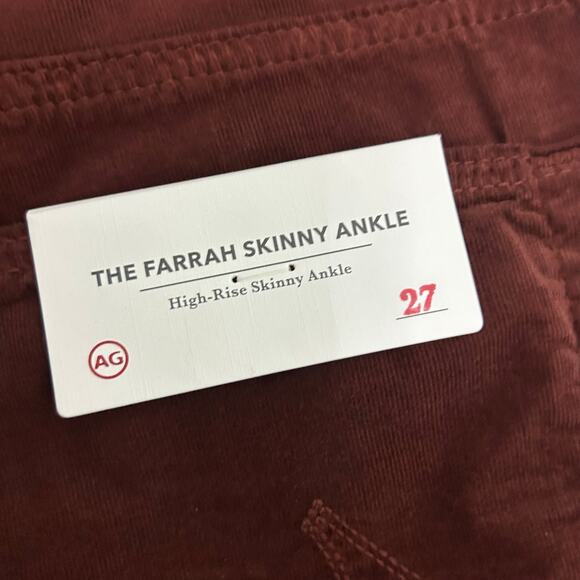 AG Adriano Goldschmied The Farrah Skinny Ankle Corduroy Rust 27 NWOT - Picture 7 of 10